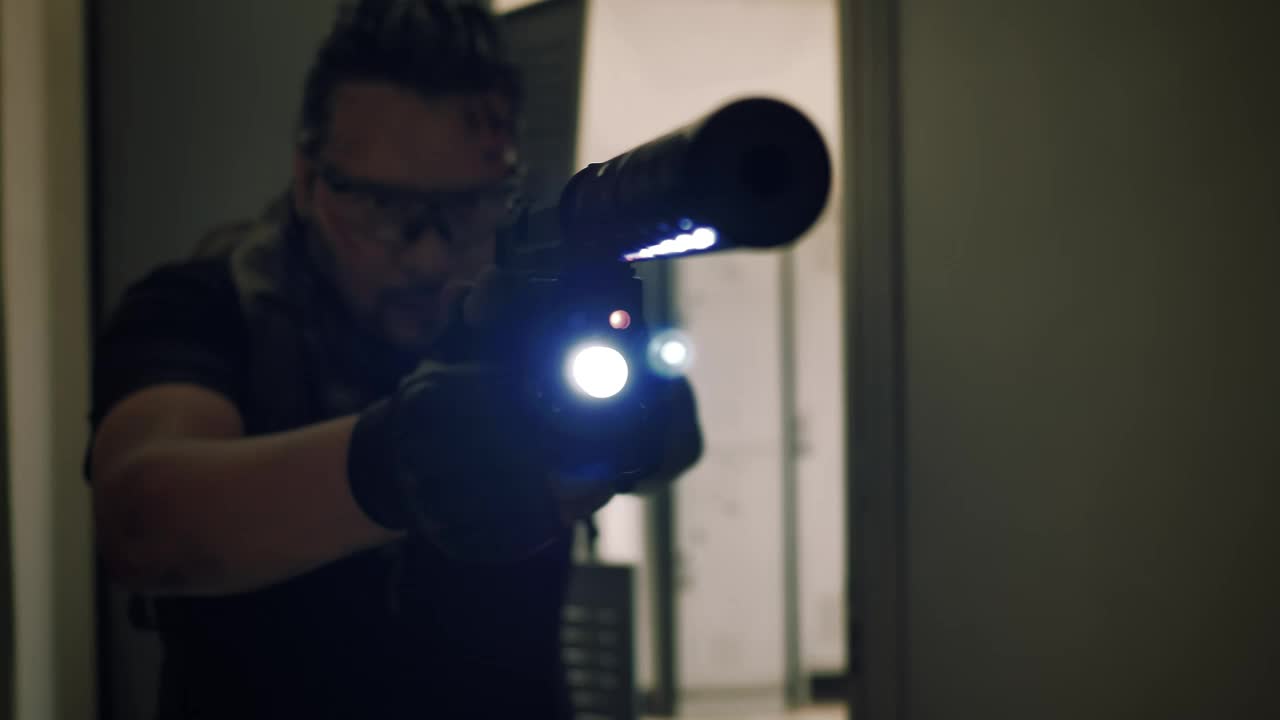 Download Stock Video Mercenary Looking For Zombie Animated Wallpaper