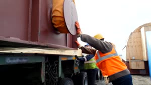 Stock Video Men Working Loading A Freight Truc Animated Wallpaper