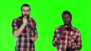 Stock Video Men Eating French Frie Animated Wallpaper
