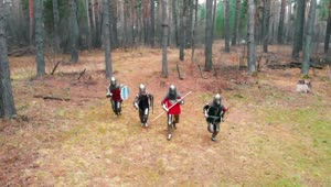 Stock Video Medieval Warriors Running In A Fores Animated Wallpaper