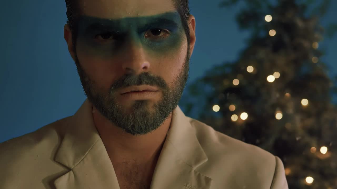 Download Stock Video Man With Winter Makeup While Snowin Animated Wallpaper