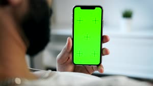 Stock Video Man Touching Mobile Phone Greenscree Animated Wallpaper