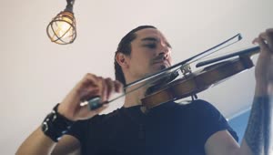 Stock Video Man Playing A Violin Indoor Animated Wallpaper