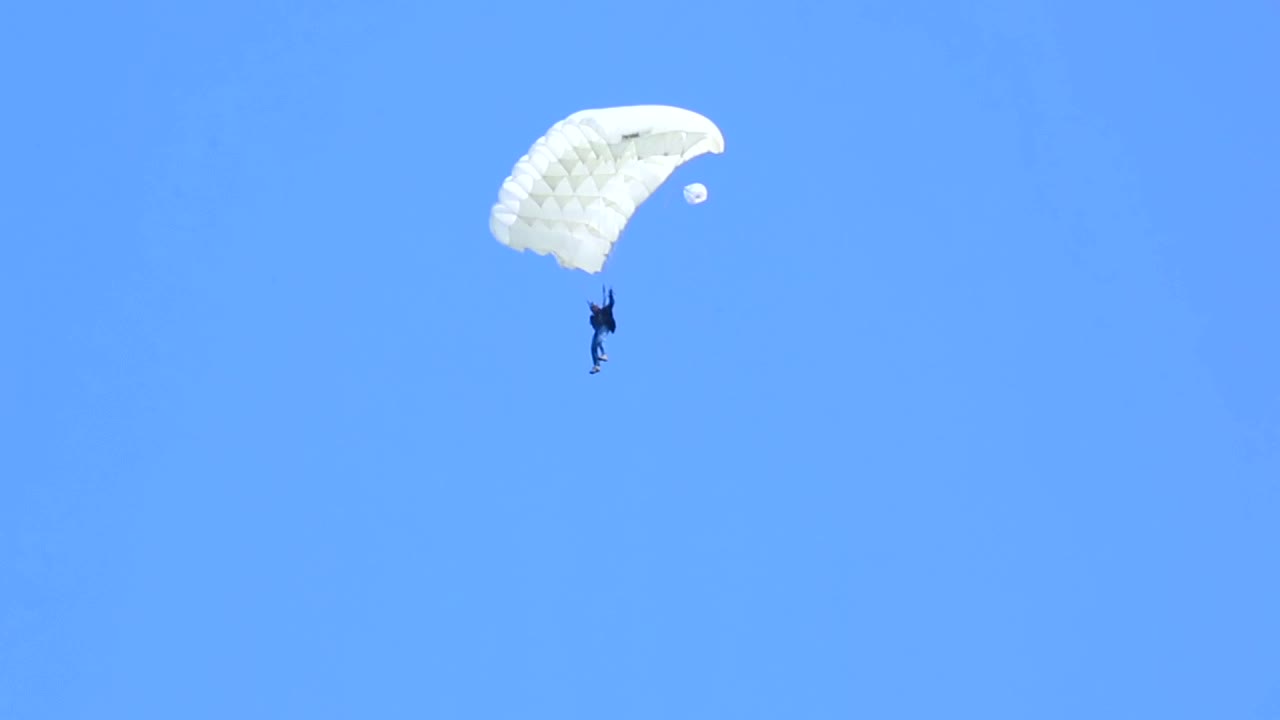 Download Stock Video Man In White Parachute Falling Dow Animated Wallpaper