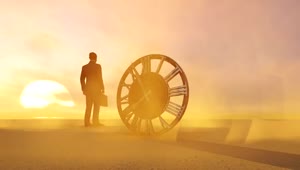 Stock Video Man In The Desert Next To A Large Old Clock Sma Animated Wallpaper