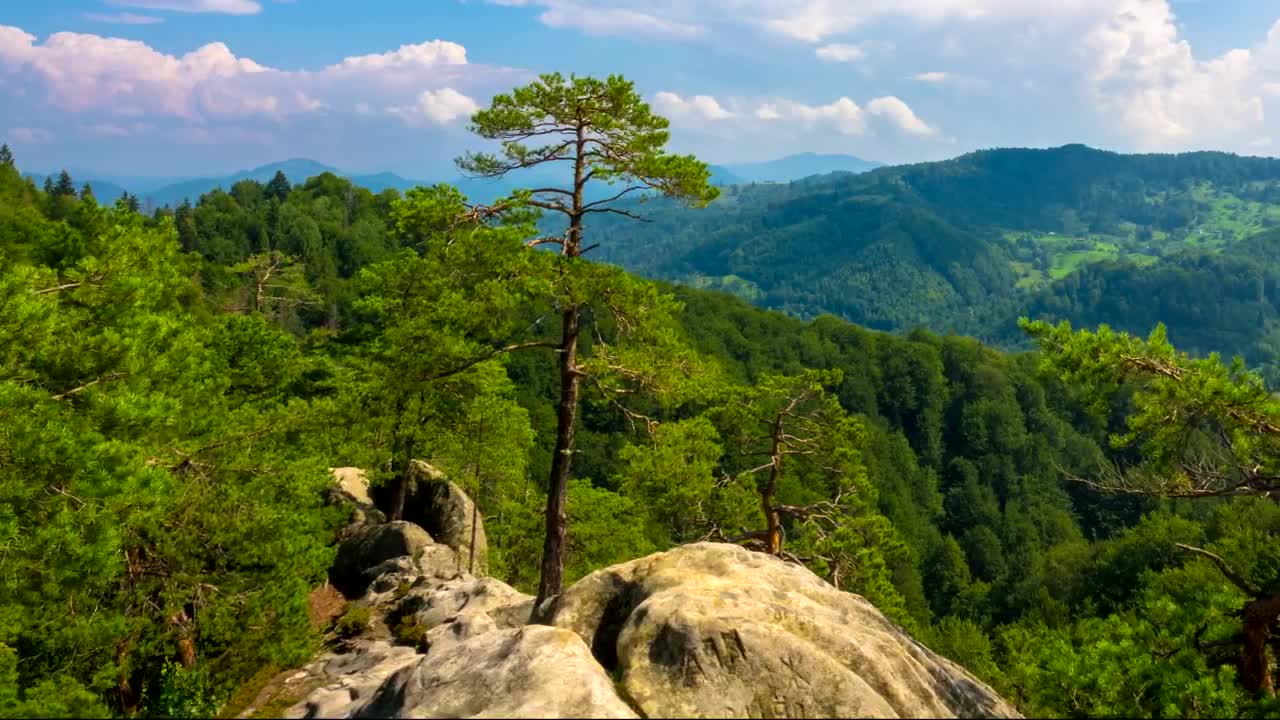 Download Stock Video Mountain Landscape With A Big Stone Live Wallpaper