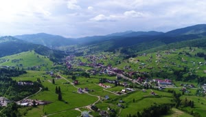 Stock Video Mountain Village In Spring Aerial Landscape Live Wallpaper