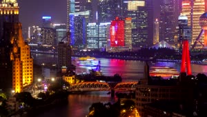 Stock Video Multicolor Urban Cityscape In Shanghai Live Wallpaper
