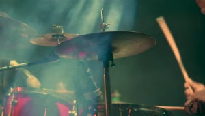 Stock Video Musician Playing Drums On Stage Live Wallpaper