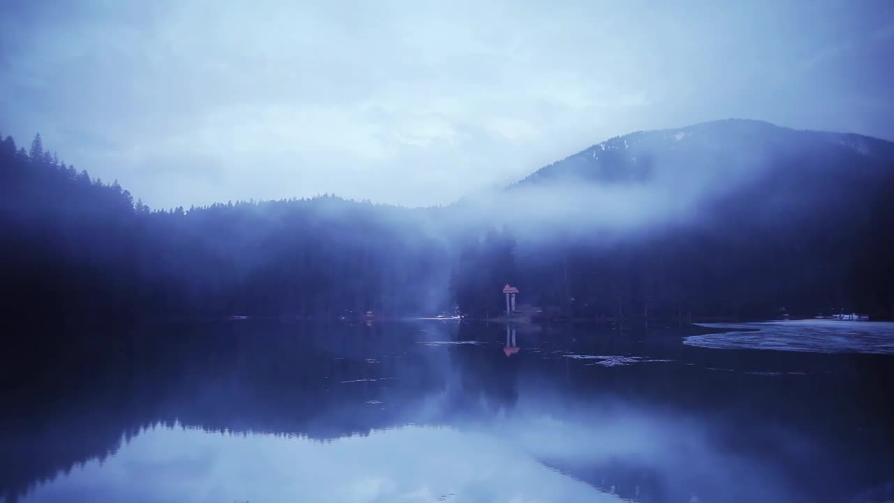 Download Stock Video Mysterious Forest With A Lake And Mist Live Wallpaper