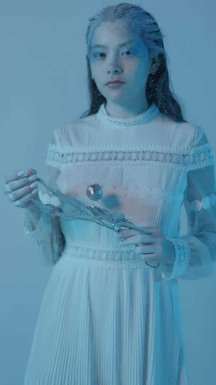 Download Stock Video Mysterious Pale Looking Fashion Woman At Winter Live Wallpaper