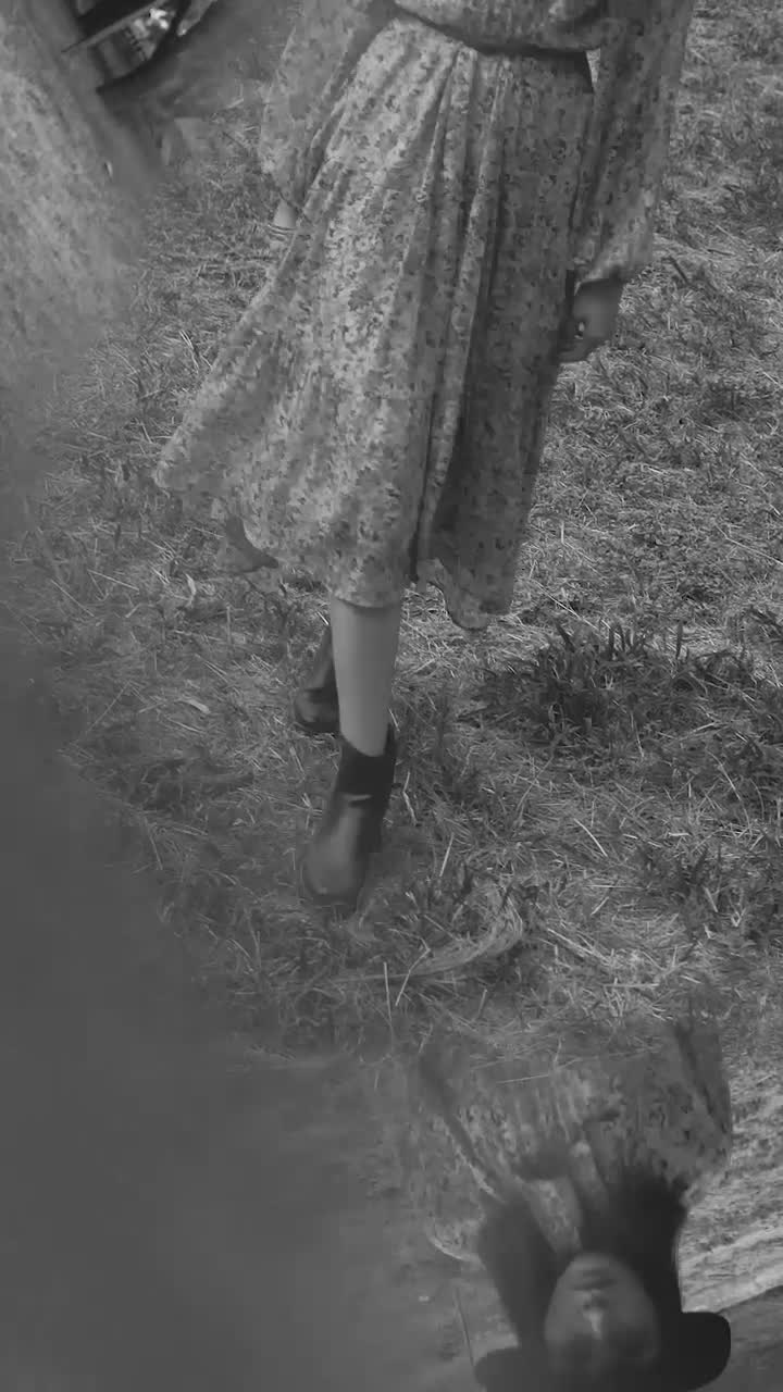 Download Stock Video Mysterious Woman Walking In A Forest In Black And White Live Wallpaper