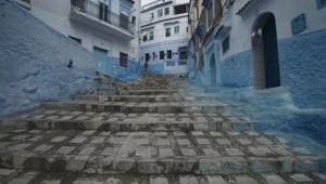 Stock Video Narrow Streets With Painted Blue In Morocco Live Wallpaper