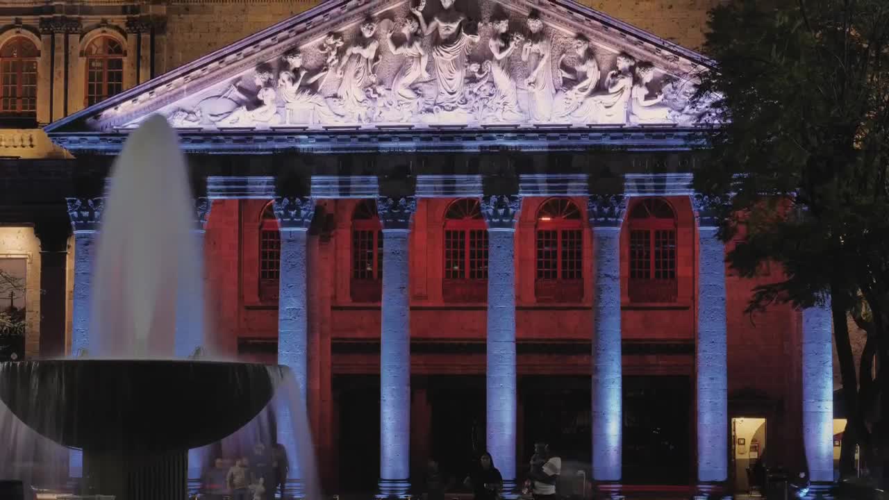 Download Stock Video Neoclassical Building Illuminated At Night Live Wallpaper