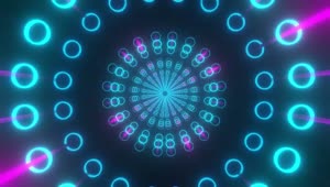 Stock Video Neon Circular Lights In A Futuristic Tunnel Live Wallpaper