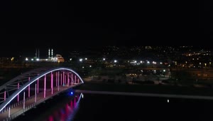 Stock Video Neon Lights Along A Bridge At Night Live Wallpaper