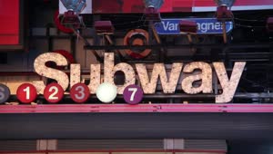 Stock Video Neon Subway Sign With Numbers Live Wallpaper