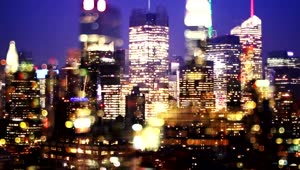Stock Video New York Buildings At Night Pan Shot Live Wallpaper