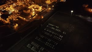 Stock Video Night Factory Reveal Aerial View Live Wallpaper