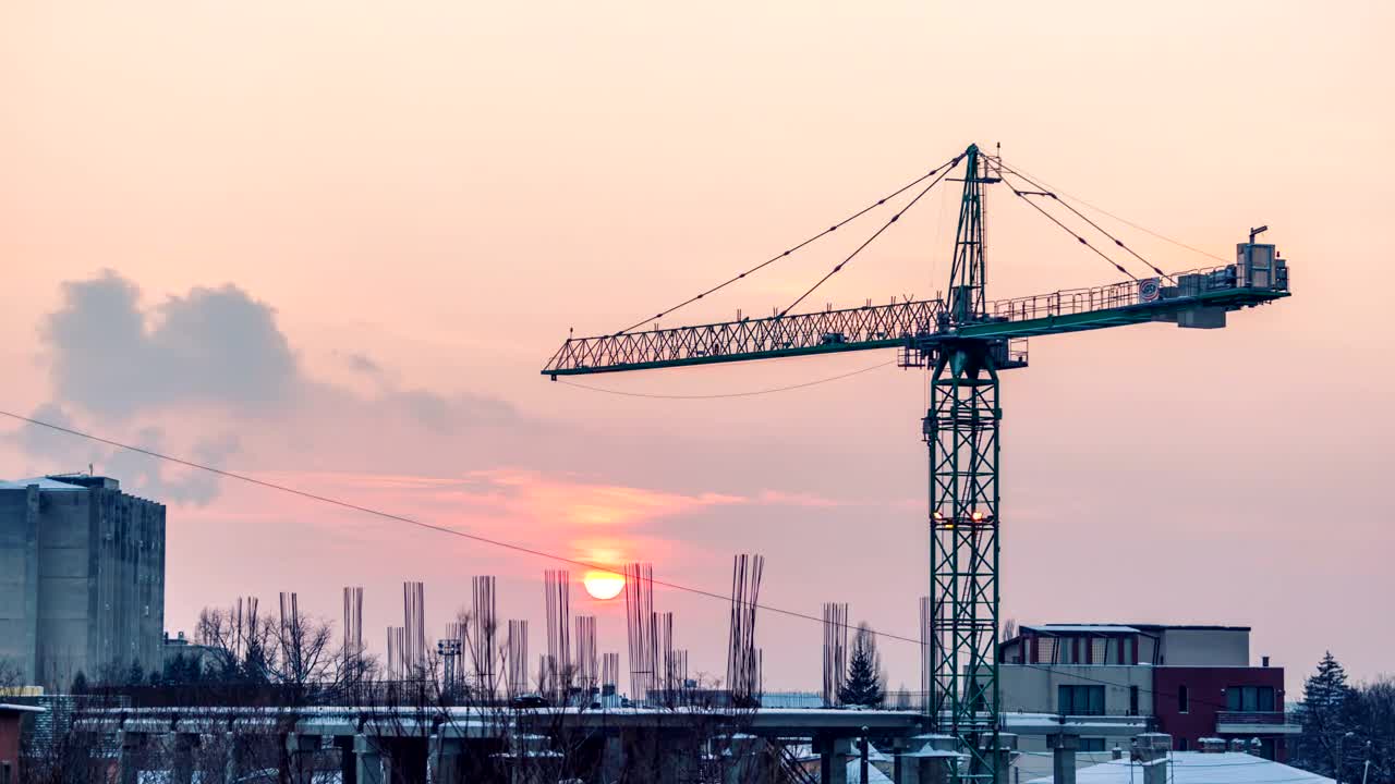 Download Stock Video Night Falling Over A Construction Site Live Wallpaper