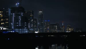 Stock Video Night Panorama Of A Big City With Illuminated Skyscrapers Live Wallpaper