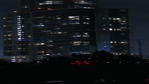 Stock Video Night Panorama Of The Skyscrapers Of A Big City Live Wallpaper