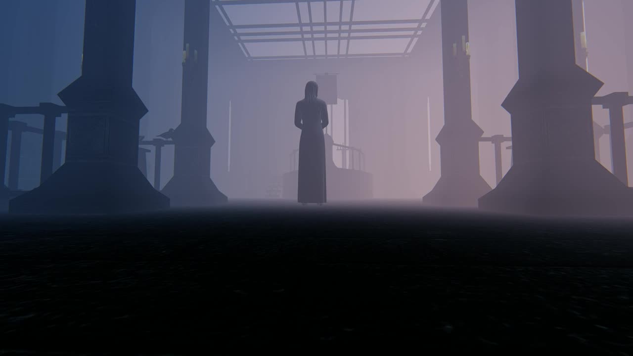 Stock Video Nun In An Old Church D Render Live Wallpaper