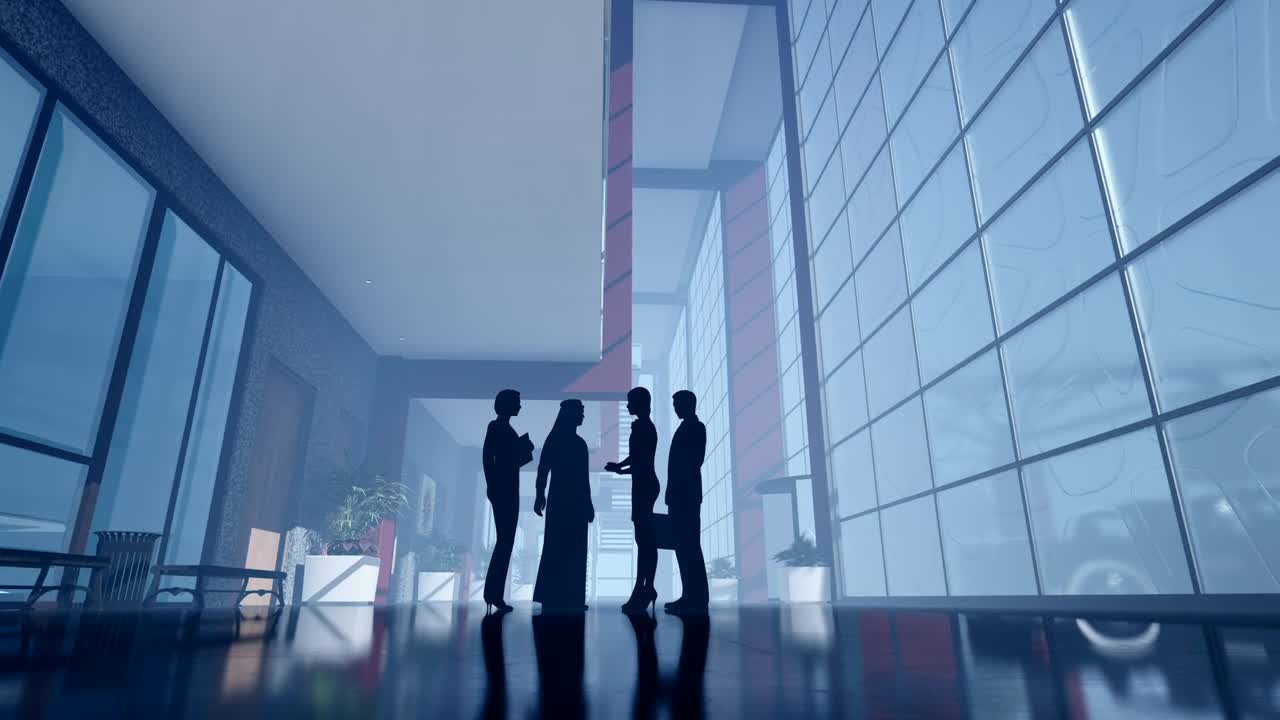 Download Stock Video Office Workers Chatting In An Elegant Building Live Wallpaper