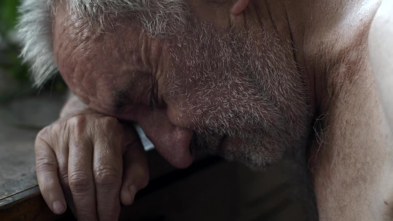 Download Stock Video Old And Depressed Man Overthinking Live Wallpaper