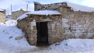 Stock Video Old Rock House Covered In Snow Live Wallpaper