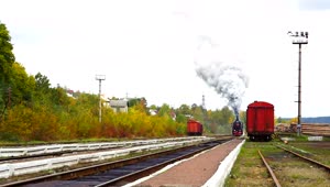 Stock Video Old Steam Train Arriving To The Station Live Wallpaper