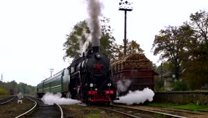 Stock Video Old Steam Train Starts To Move Live Wallpaper