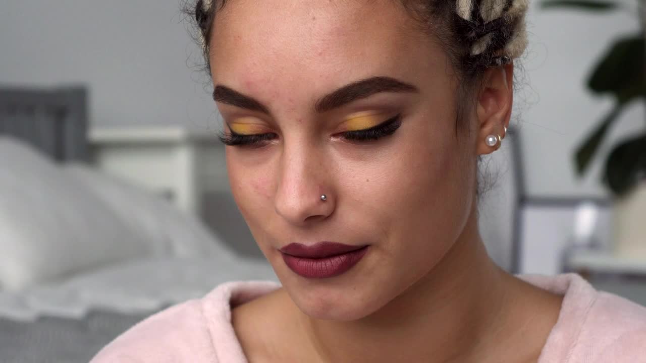 Download Stock Video Opening Her Eyes And Smiling Live Wallpaper