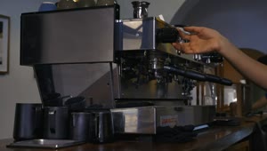 Stock Video Operating A Large Coffee Machine In A Coffee Shop Live Wallpaper