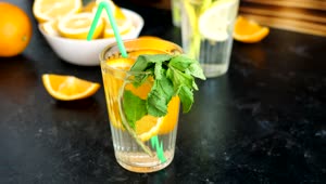 Stock Video Orangeade With Mint Leaves Live Wallpaper