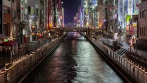 Stock Video Osaka Water Canal In A Residential Area Live Wallpaper