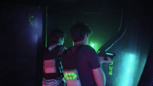 Stock Video Pair Of Guys Playing Laser Tag Together Live Wallpaper