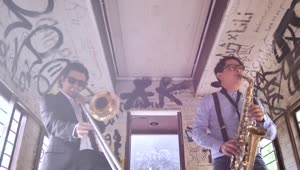 Stock Video Pair Of Jazz Musicians Performing A Song Live Wallpaper