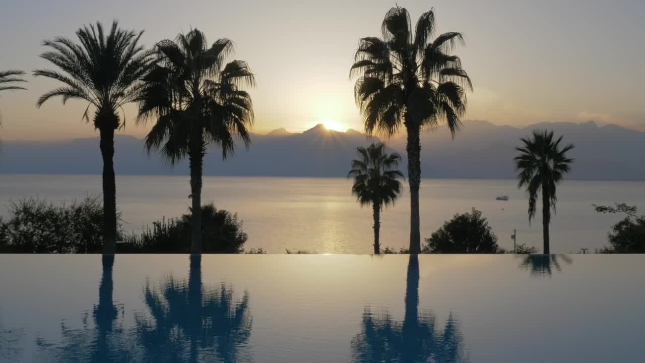 Download Stock Video Palms By An Infinity Pool Live Wallpaper