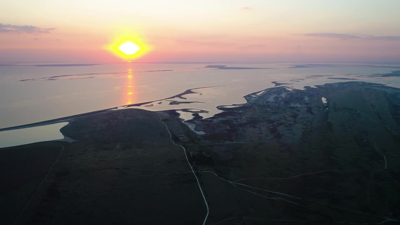 Download Stock Video Panoramic Aerial Shot In The Seashore At Sunset Live Wallpaper