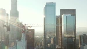 Stock Video Panoramic View Of A City From A Crane Live Wallpaper