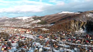 Stock Video Panoramic View Of A Winter Town At Daytime Live Wallpaper