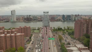 Stock Video Panoramic View Of The River And Williamsburg Bridge Live Wallpaper