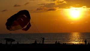 Stock Video Parachute And Sunset At The Beach Live Wallpaper
