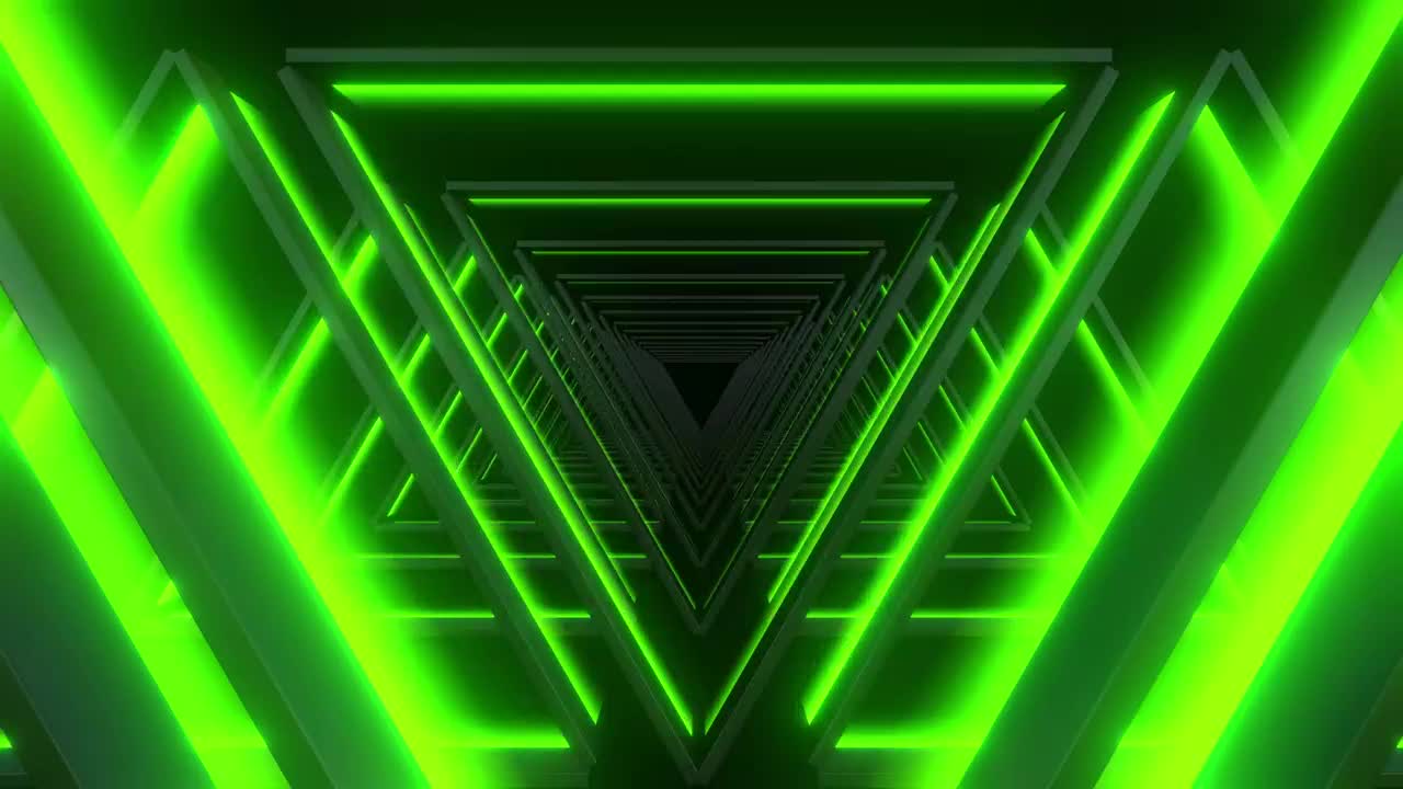 Download Stock Video Passing Through Illuminated Green Triangles Live Wallpaper