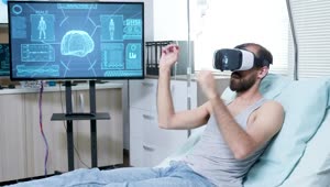 Stock Video Patient In Futuristic Hospital Uses Vr To Look At Brain Live Wallpaper
