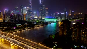 Stock Video Pearl River And City Lights In Guangzhou Live Wallpaper