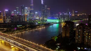 Stock Video Pearl River At Night And The City Landscape Live Wallpaper