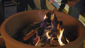 Stock Video People Burning Marshmallows Over A Campfire Live Wallpaper