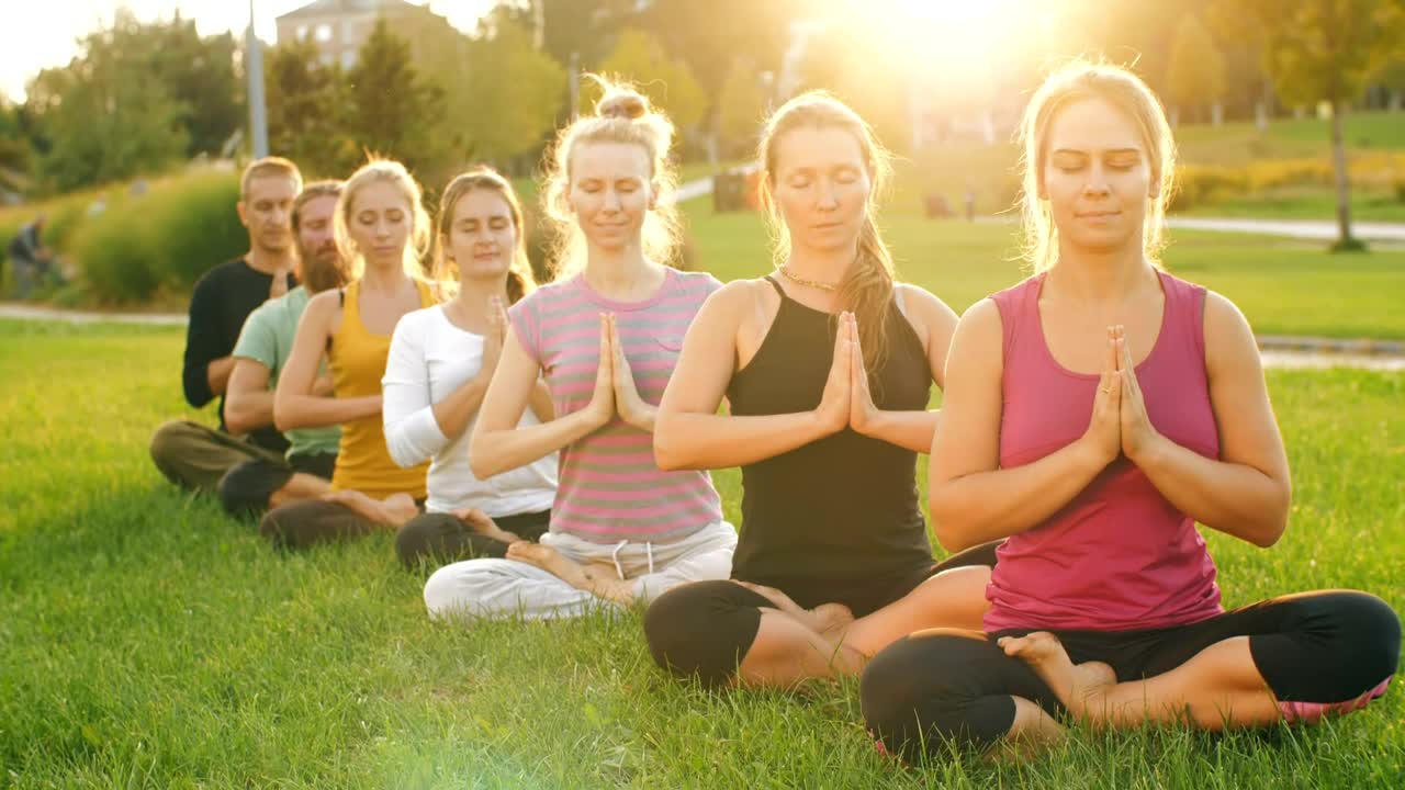 Download Stock Video People Meditating In The Park Live Wallpaper